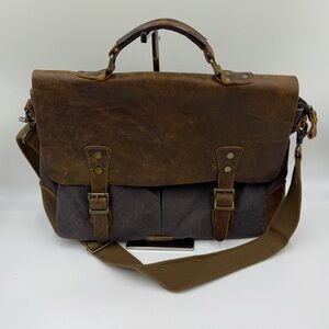Vintage Leather and Canvas Messenger Bag